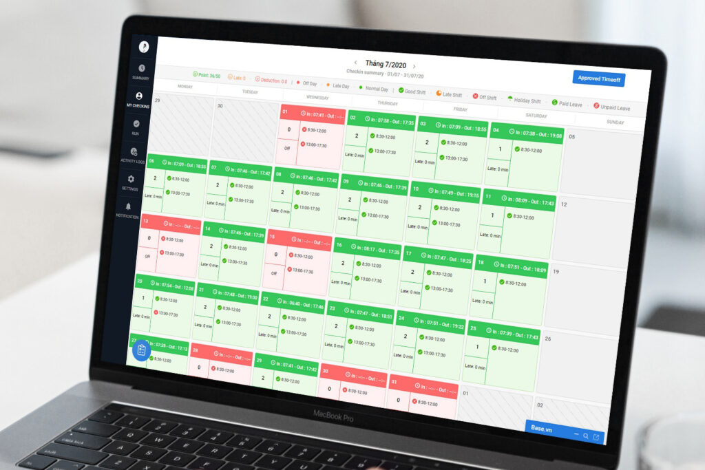 Phần mềm chấm công Base Checkin