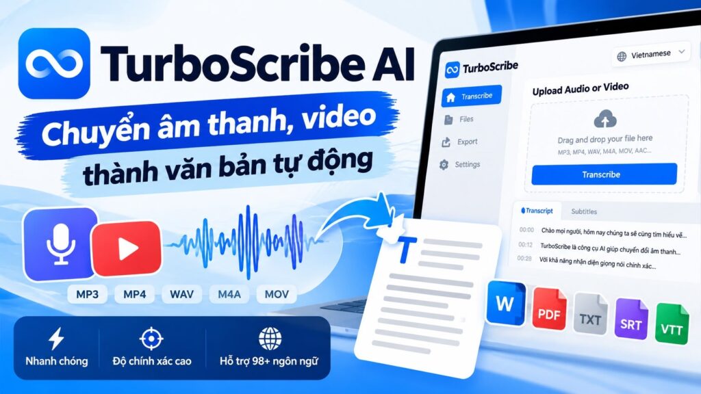 TurboScribe là gì? Đánh giá các tính năng, ưu và nhược điểm