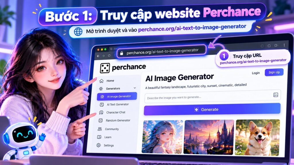 Bước 1: Truy cập website Perchance