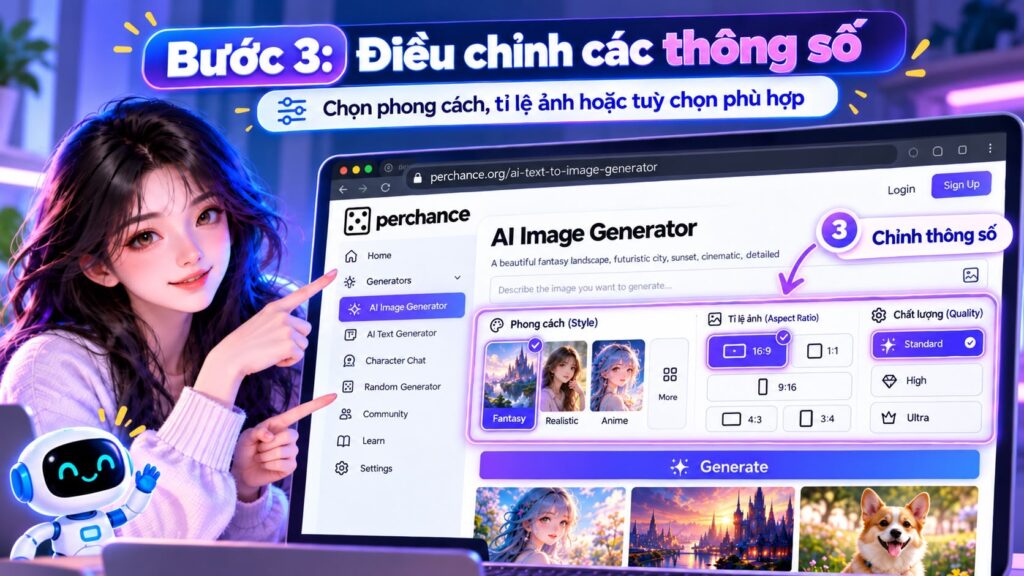 Bước 3: Điều chỉnh các thông số