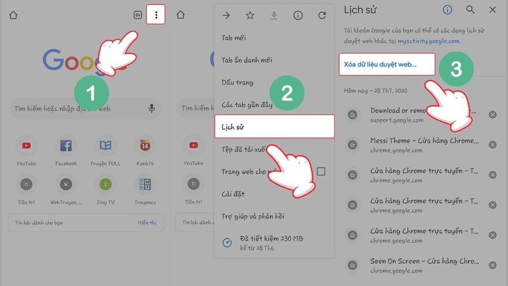 Hướng dẫn xóa cache trình duyệt Chrome
