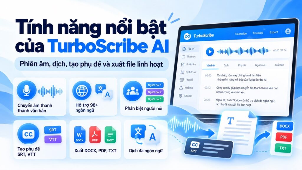 Những tính năng nổi bật của TurboScribe AI
