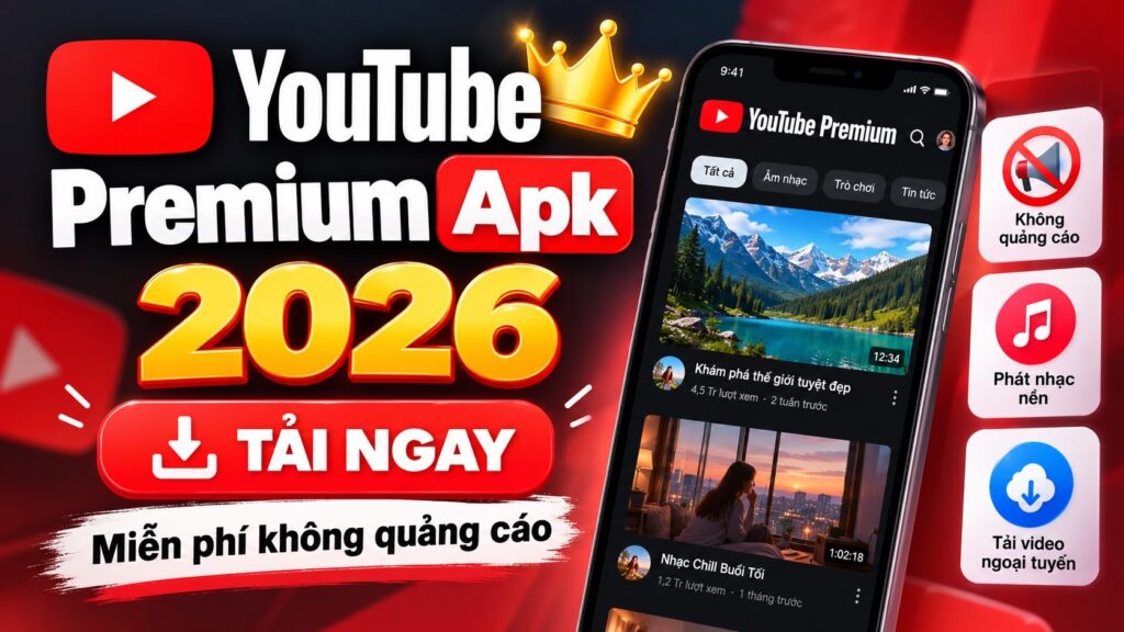 Tải Youtube Premium Apk 2026 | Miễn phí không quảng cáo
